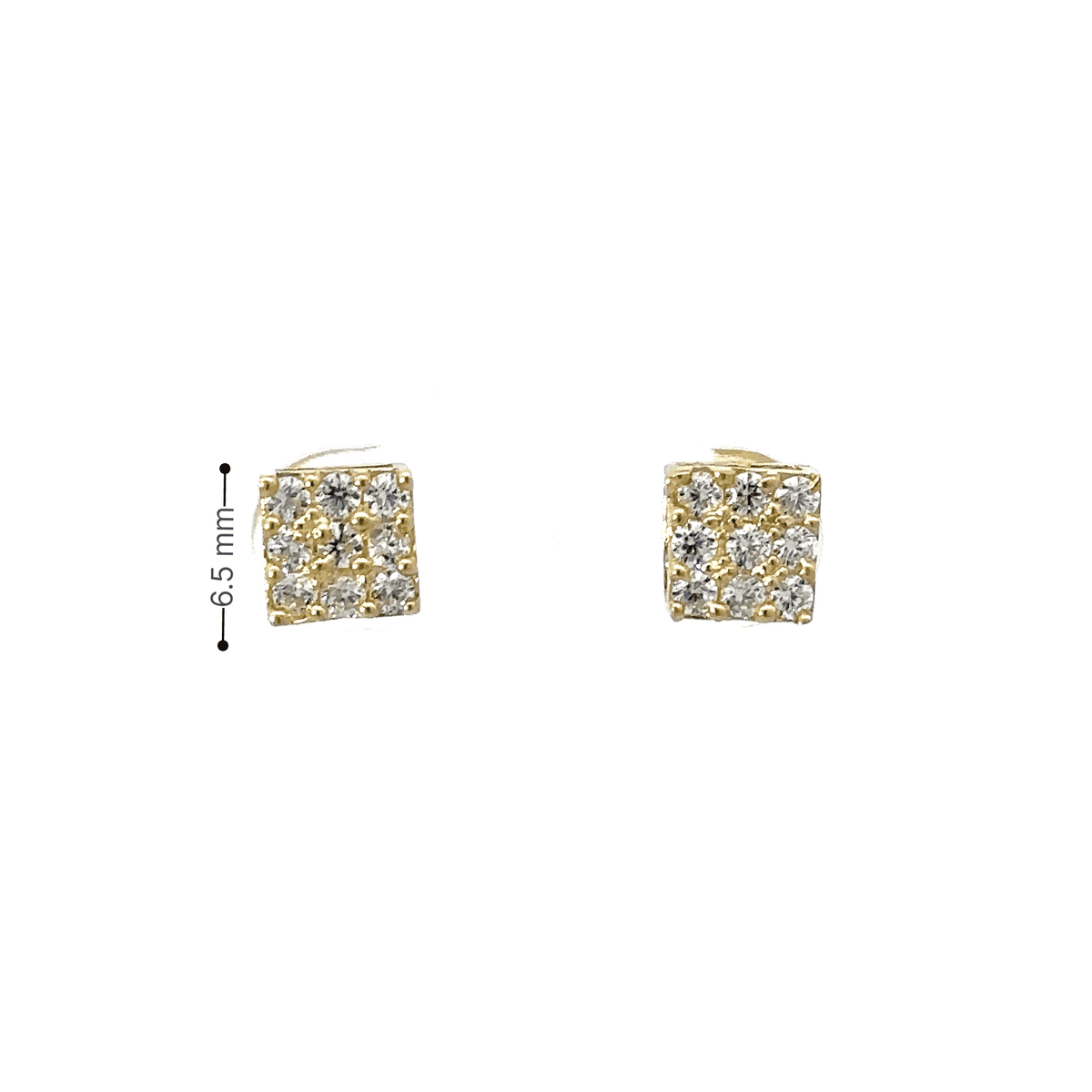 10K Gold CZ Square Earrings