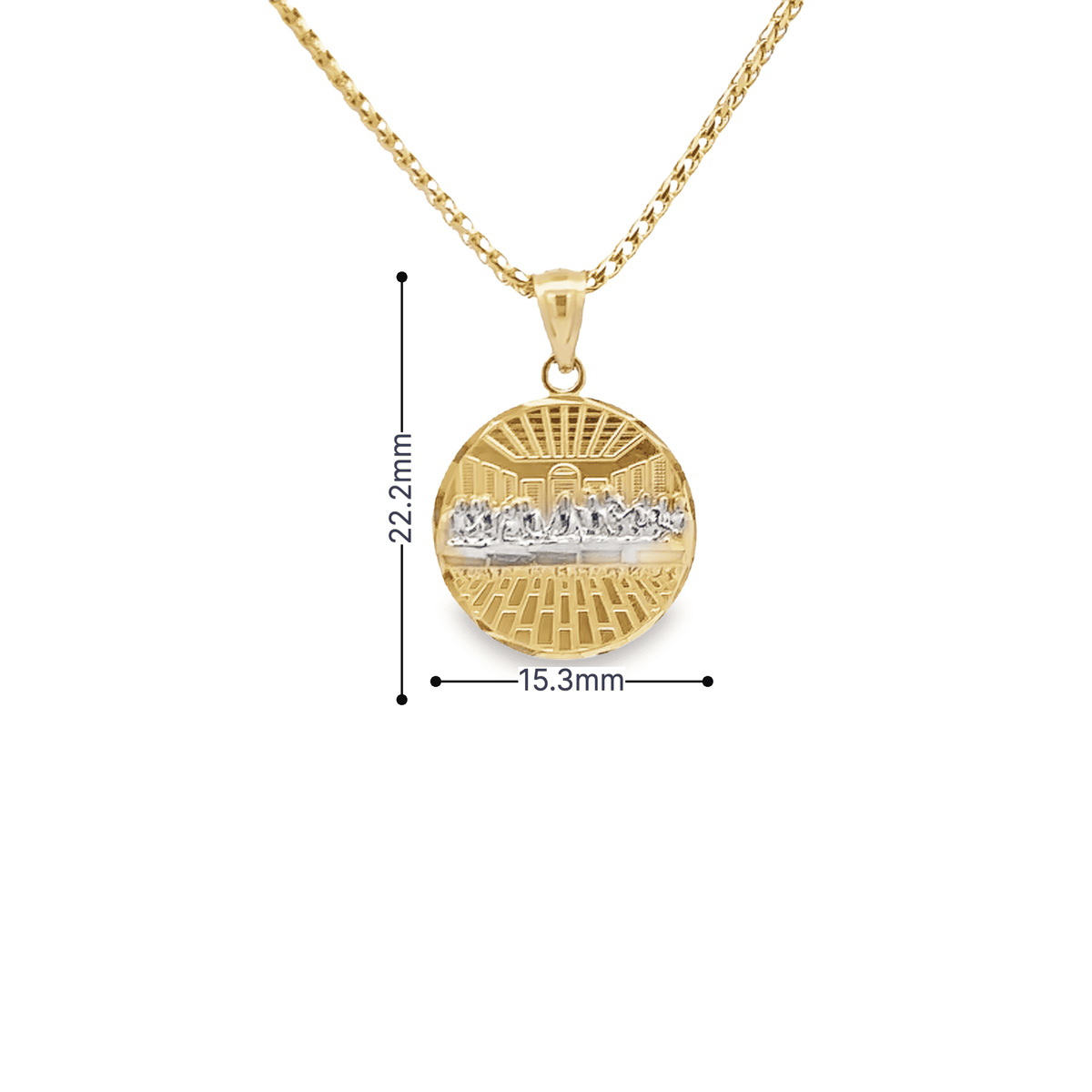 10K Gold Two Tone Round Last Supper Charm