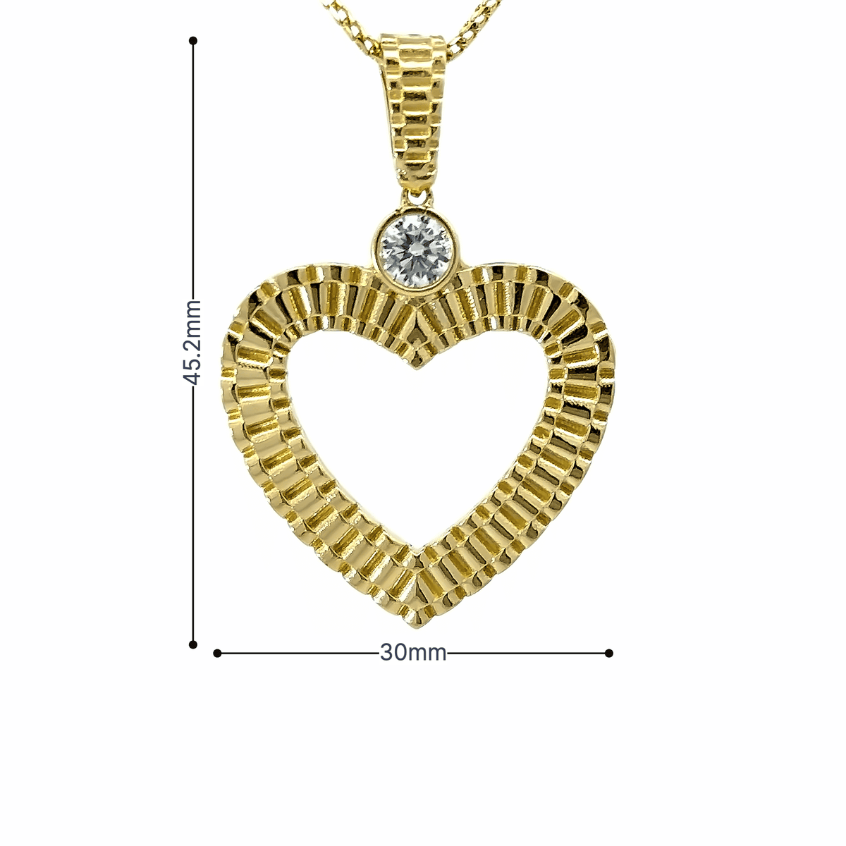 10K Gold Rolex Band Style Heart Charm