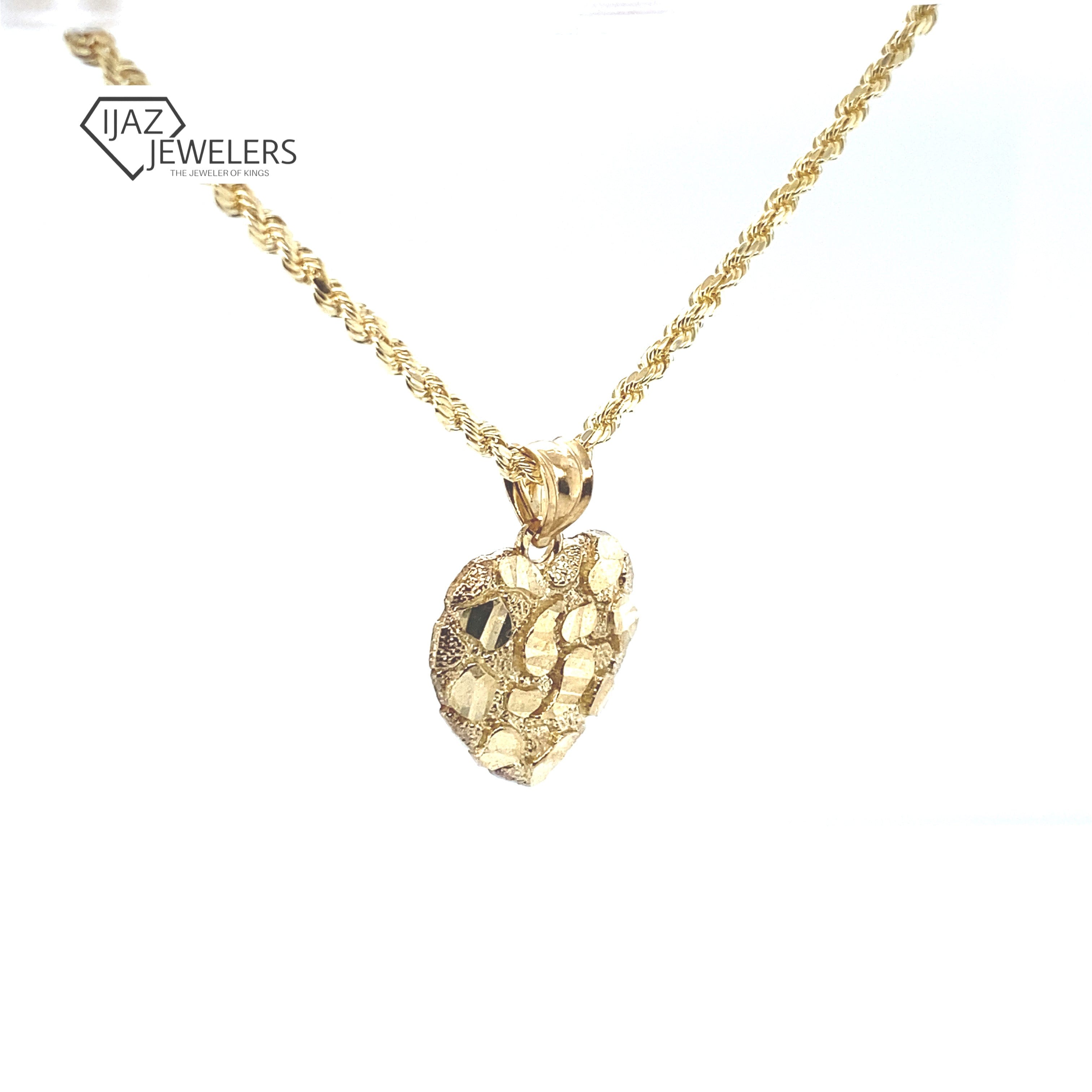 10k Yellow Gold Medium Nugget Heart Pendant