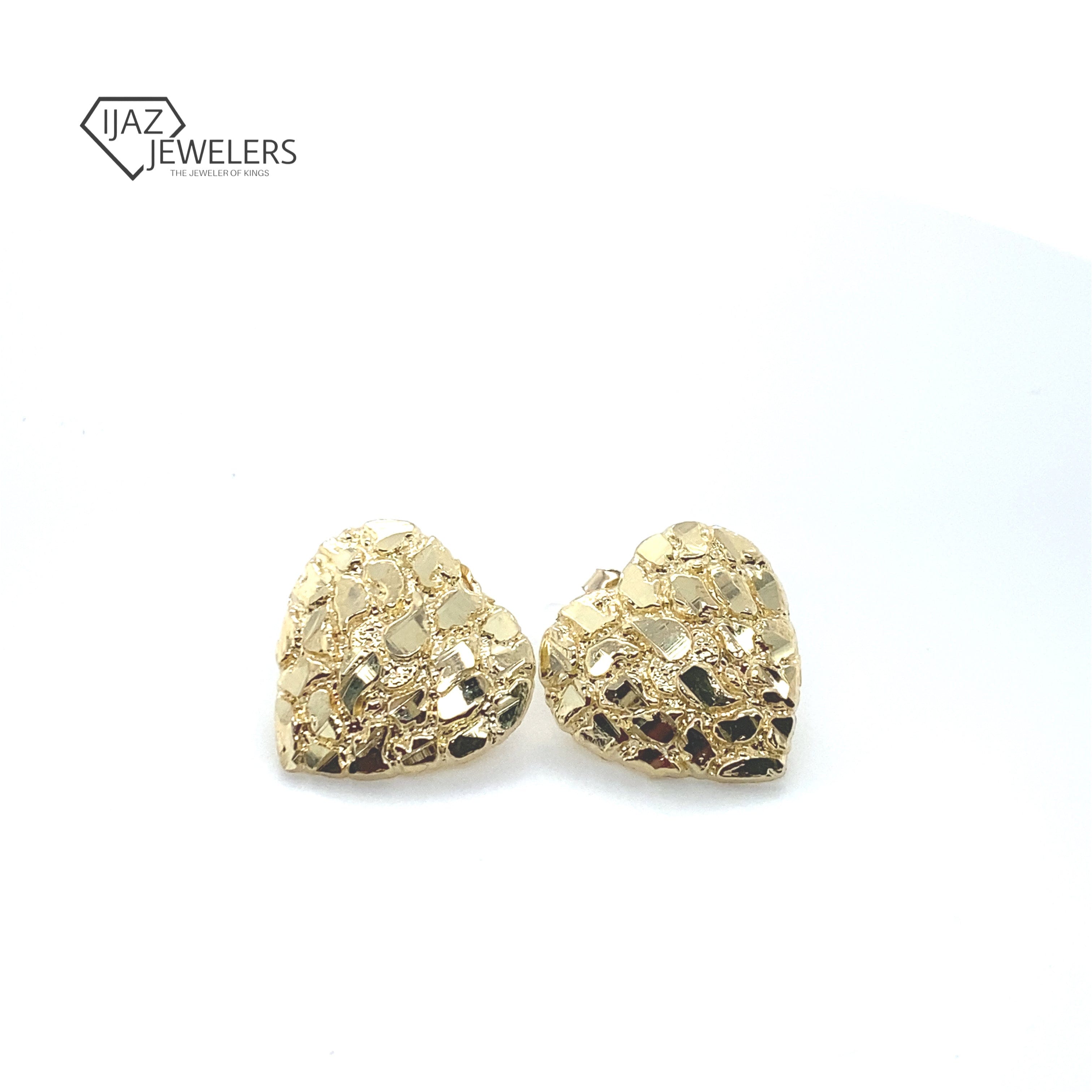 10k Yellow Gold Large Nugget Heart Earrings